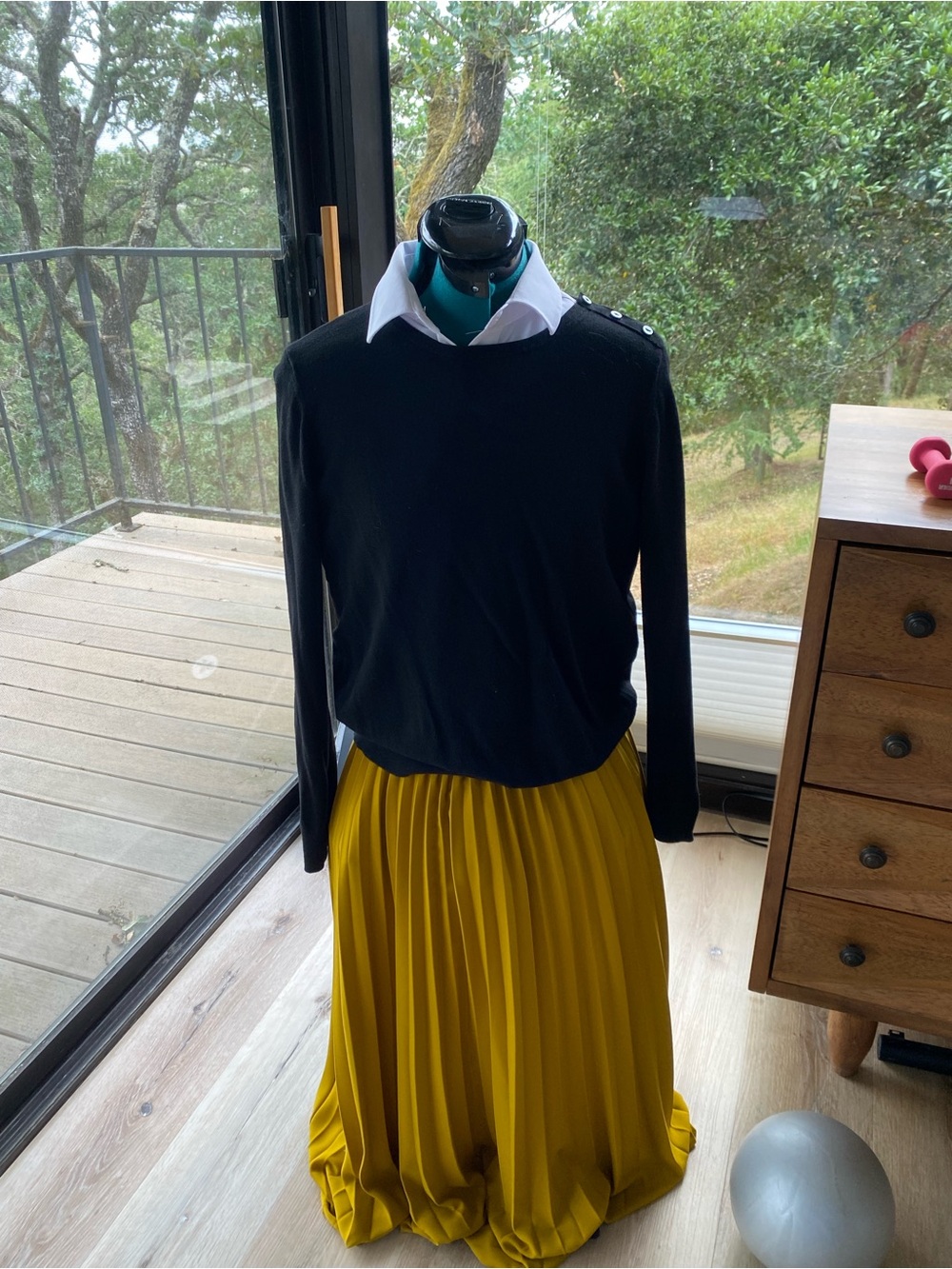 a new day Mustard Yellow Pleated Skater Skirt